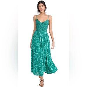 FREE PEOPLE  Sweet Nothings Midi Dress in Forest Combo Green, Size XL